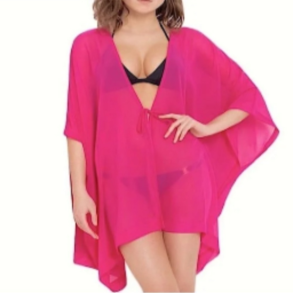 L'Agent by Agent Provocateur‎ Rosana Khaftan Swim Coverup OS Neon Pink Resort